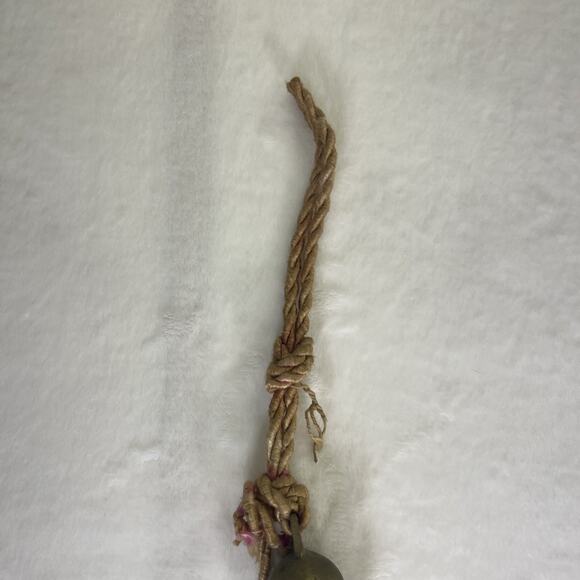 Vintage Rustic Handmade 6 Brass Wind Bells Charms On Rope Great Sound, India - Picture 9 of 11